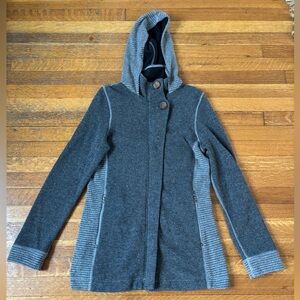Prana Kari Gray Wool Blend Hooded Full Zip Sweater